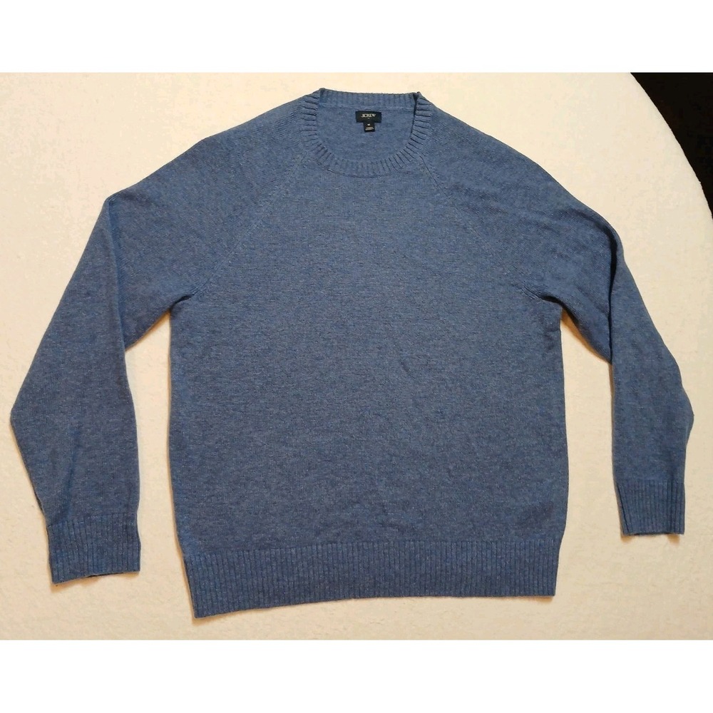 J Crew Factory Mens Medium M Heather Blue Marled Crewneck Knit Pullover Sweater